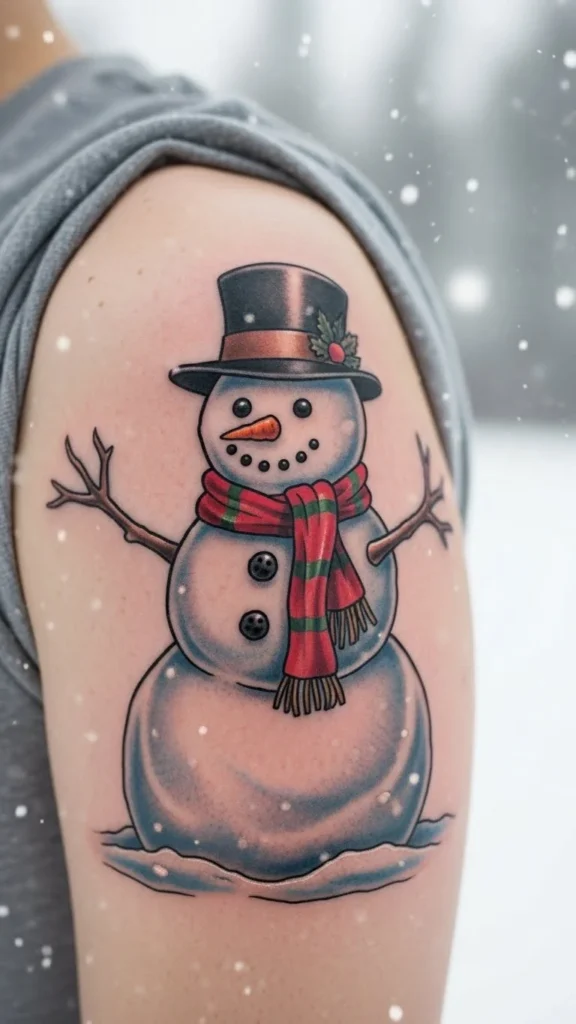 Snowman With Tree Branch Arms