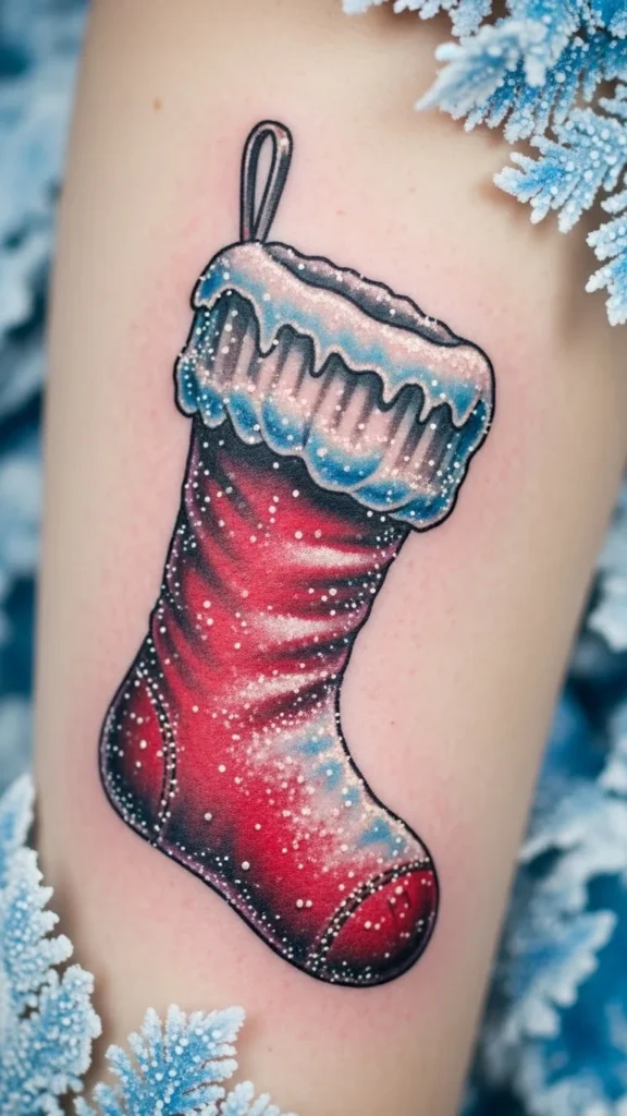 Snowy Stocking With Icy Details