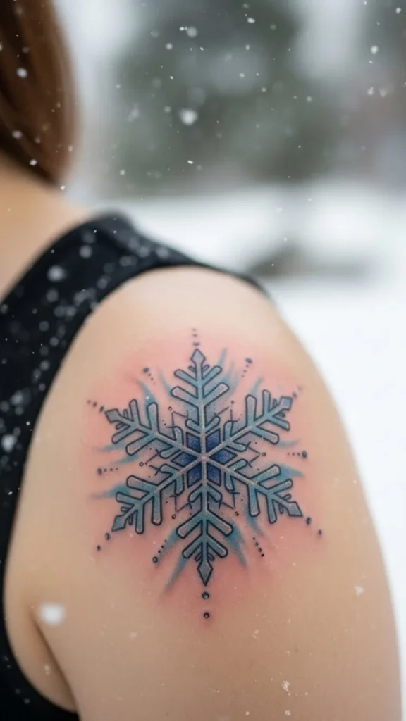 Soft Blue Watercolor Snowflake