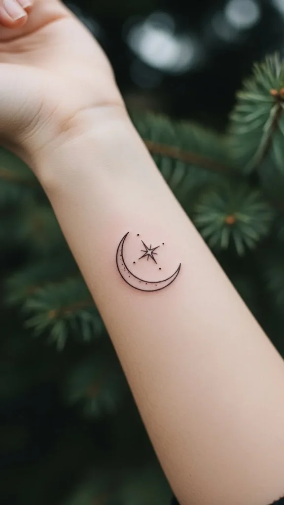 Star Framed in a Crescent Moon