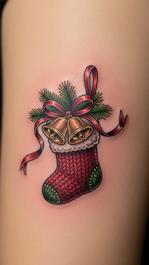 Stocking With Bells and Ribbons