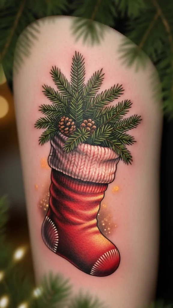 Stocking With Evergreen Sprigs