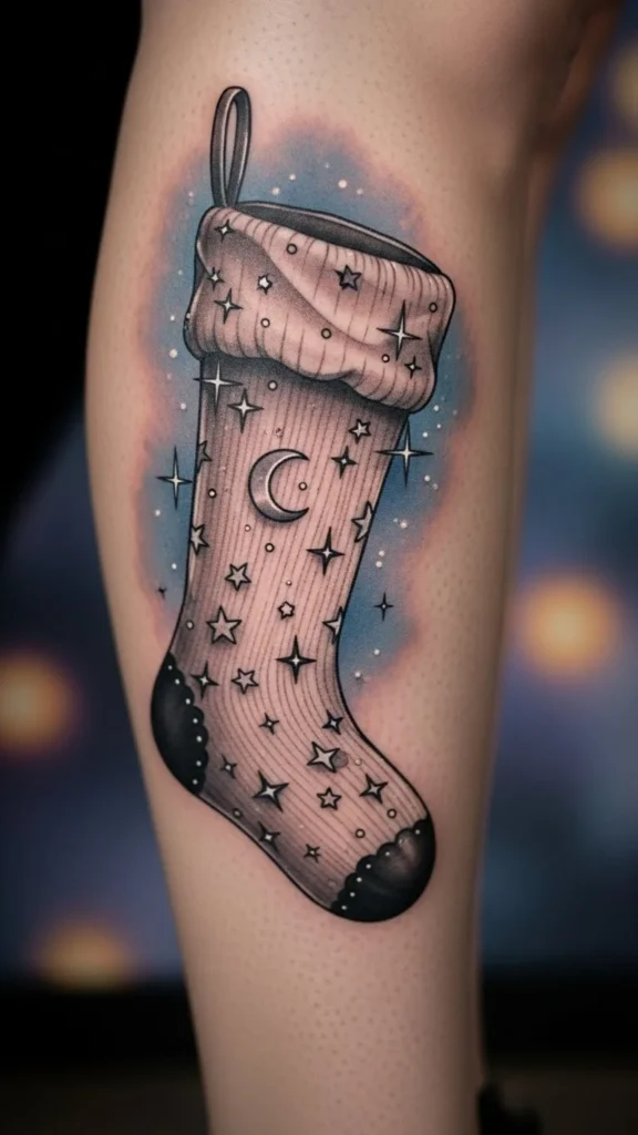 Stocking With Stars and Moon