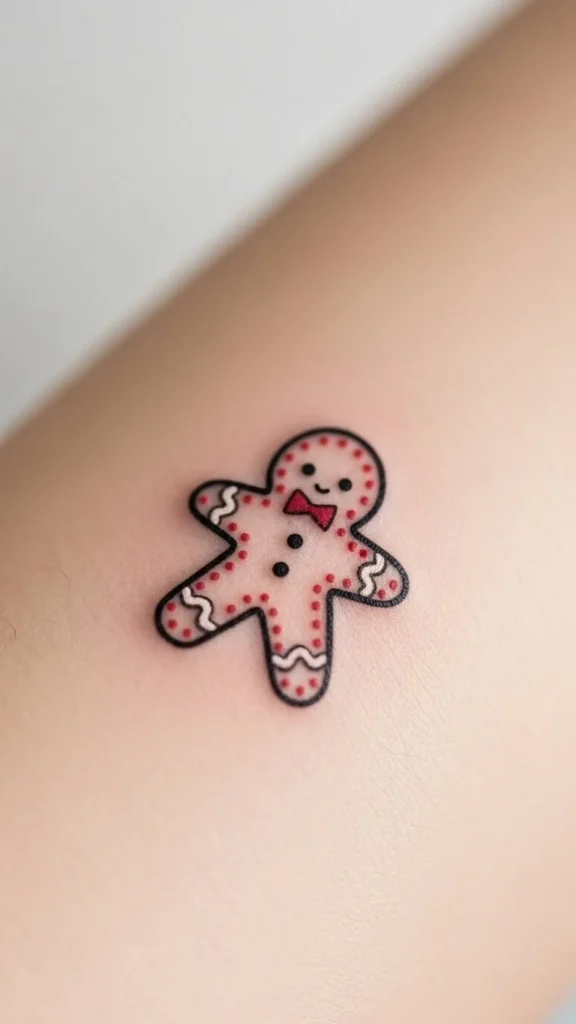 Tiny Minimal Gingerbread Dot-Style Tattoo