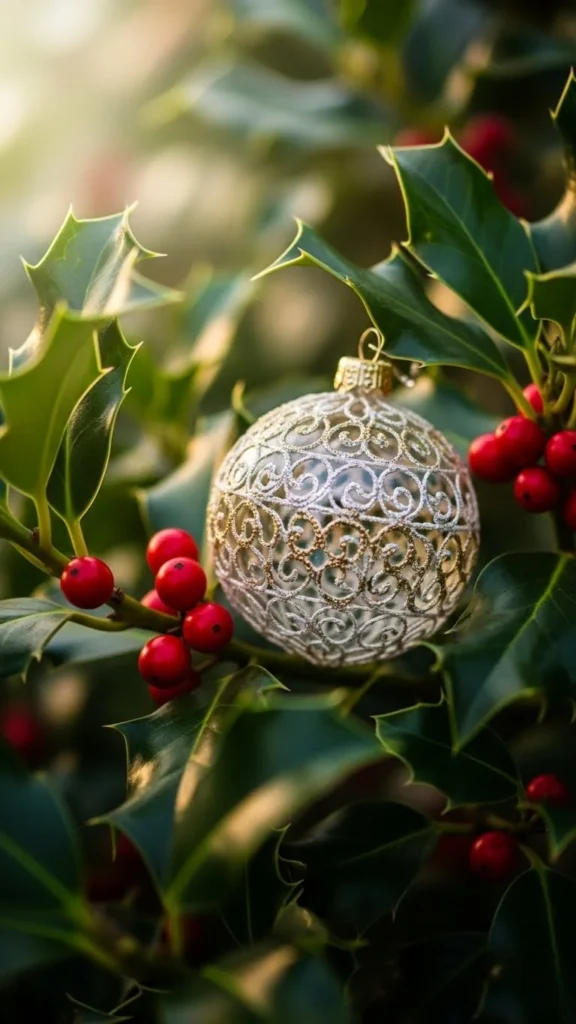 Tiny Ornament With Holly Leaves