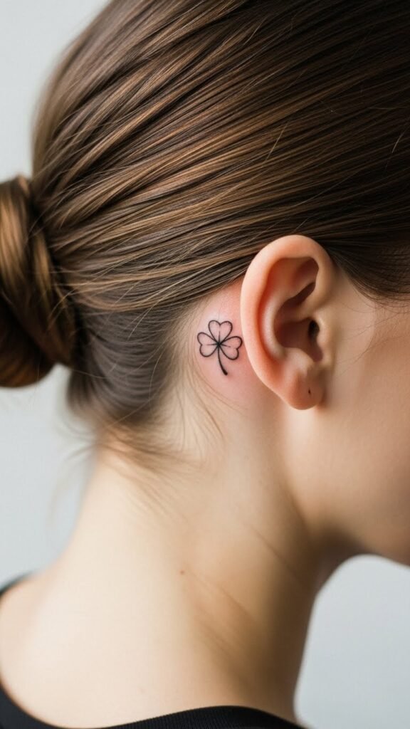 Tiny Shamrock Behind the Ear