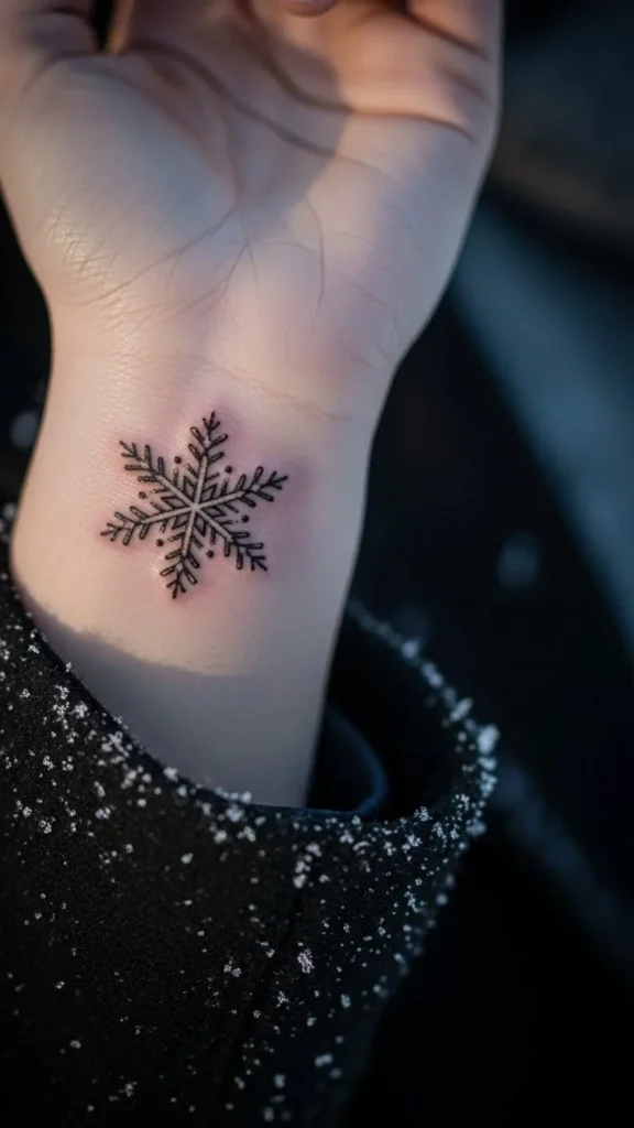 Tiny Wrist Snowflake Tattoo