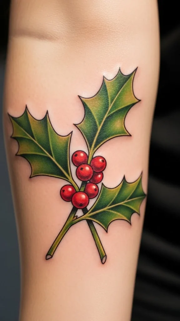 Two Interlocking Holly Leaves