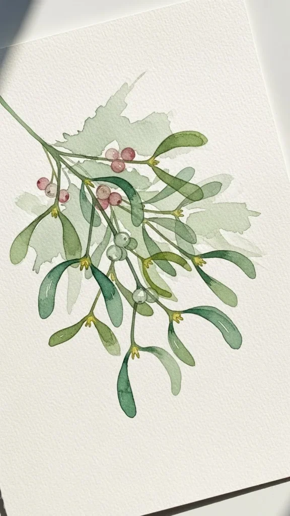 Watercolor Mistletoe Tattoo