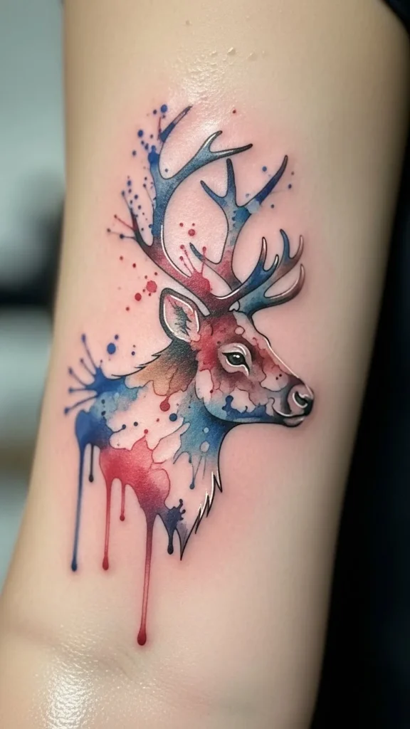 Watercolor Reindeer Splash