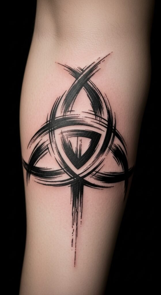 Abstract Brush-Style Trinity Knot