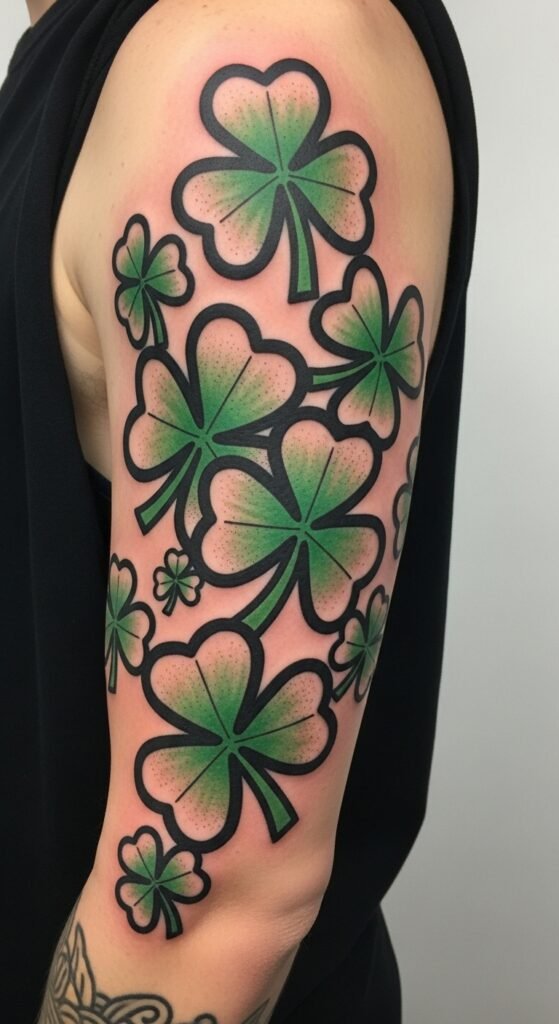Bold Outline Shamrock Sleeve