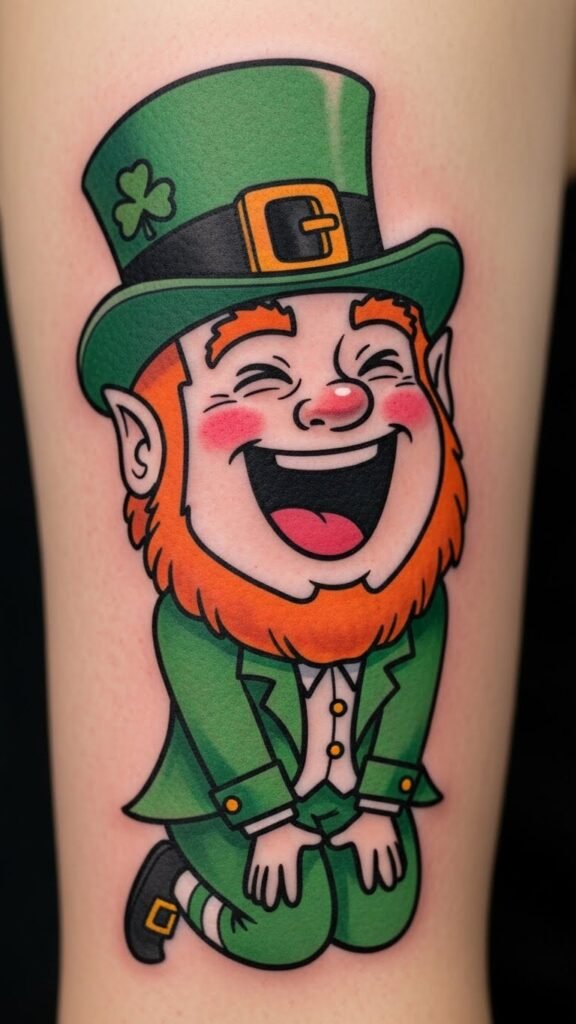 Cartoon-Style Laughing Leprechaun