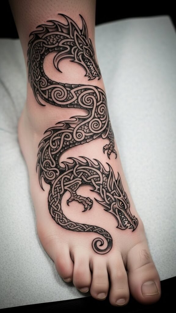 Celtic Dragon Foot Tattoo