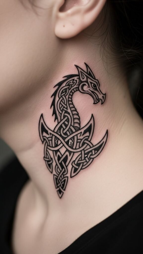 Celtic Dragon Neck Side Accent