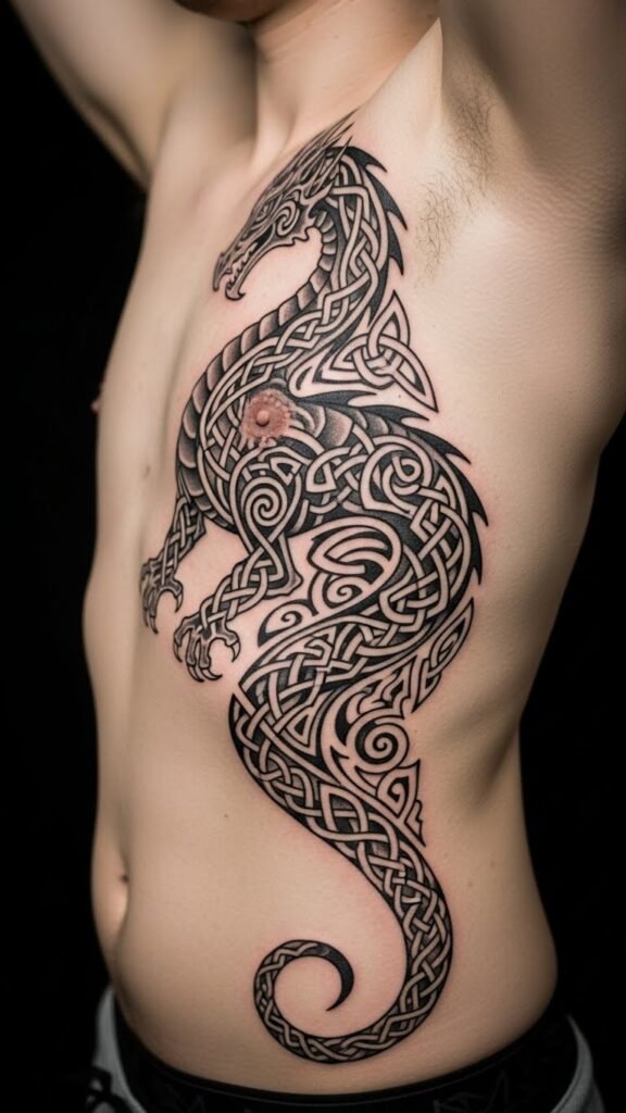 Celtic Dragon Rib Tattoo