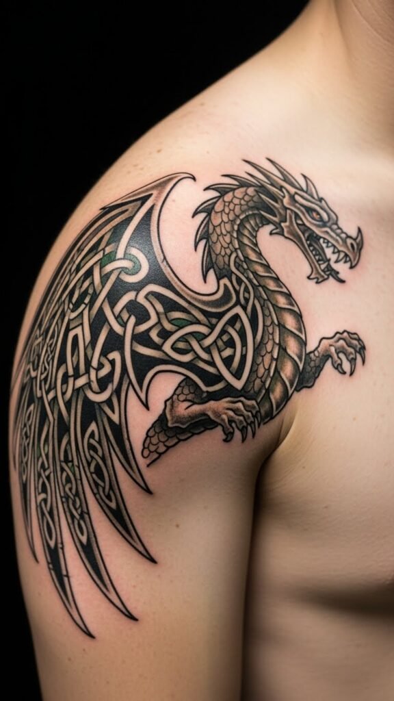 Celtic Dragon Shoulder Crest