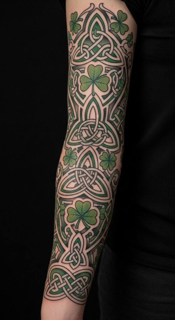 Celtic Knot and Shamrock Full Arm Sleeve
