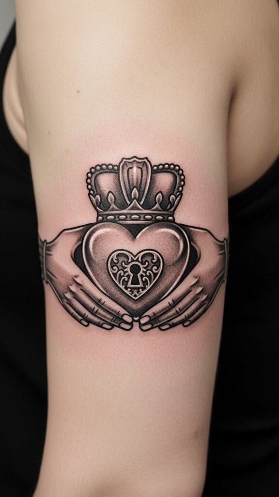 Claddagh with Heart Lock Detail