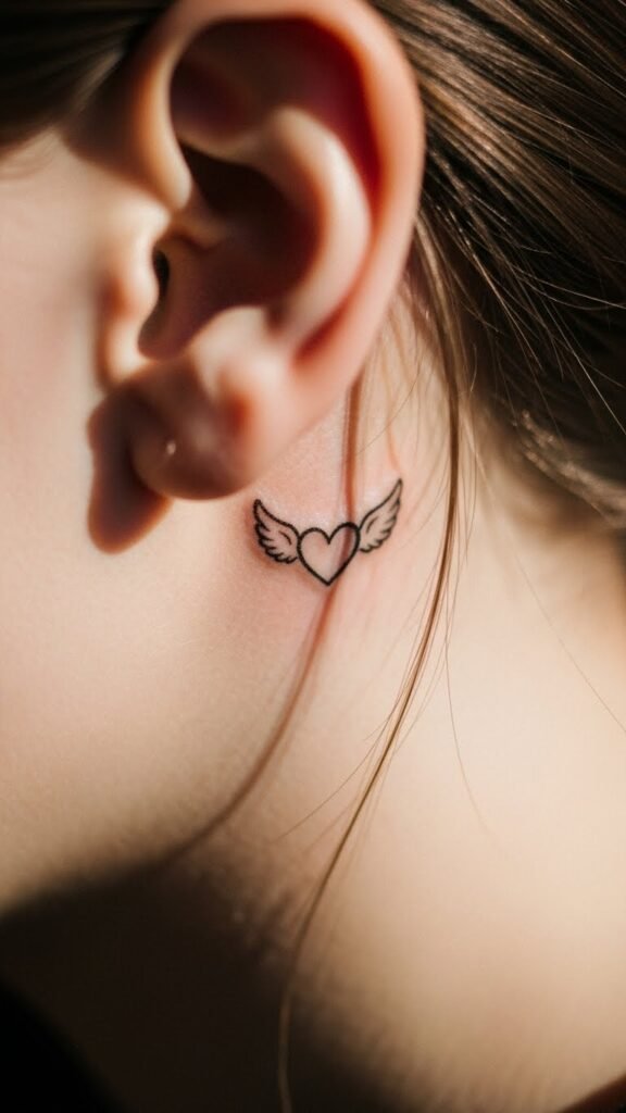 Cupid Heart Behind the Ear