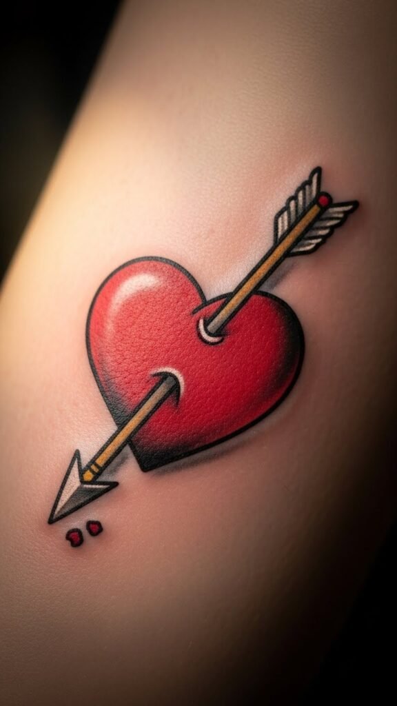 Cupid Heart with Broken Arrow Tip