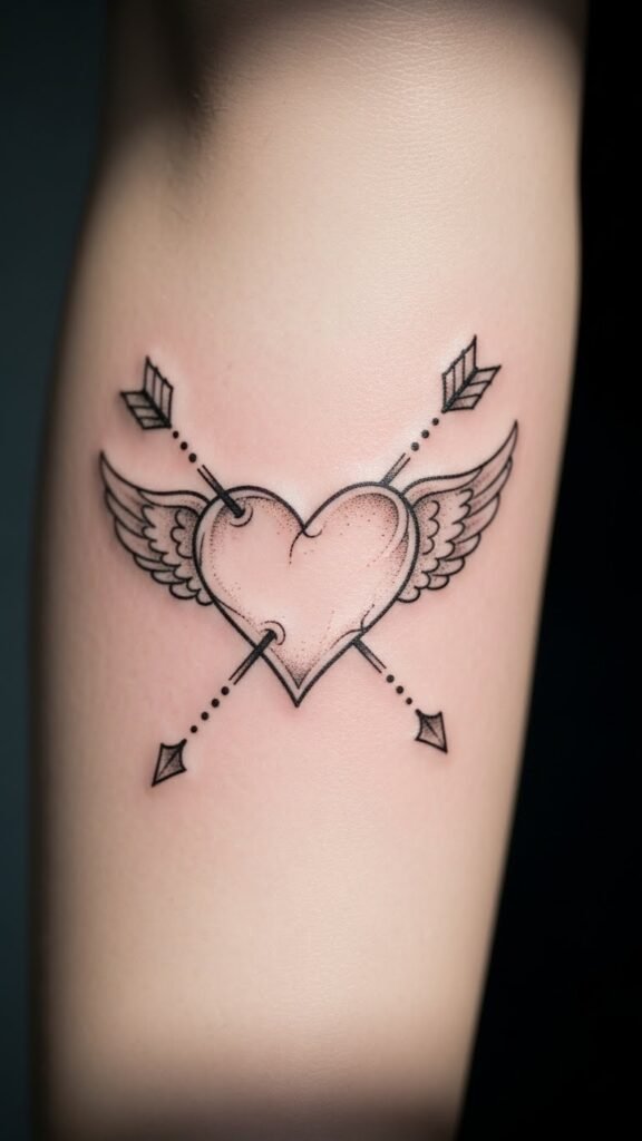 Cupid Heart with Dotted Arrow