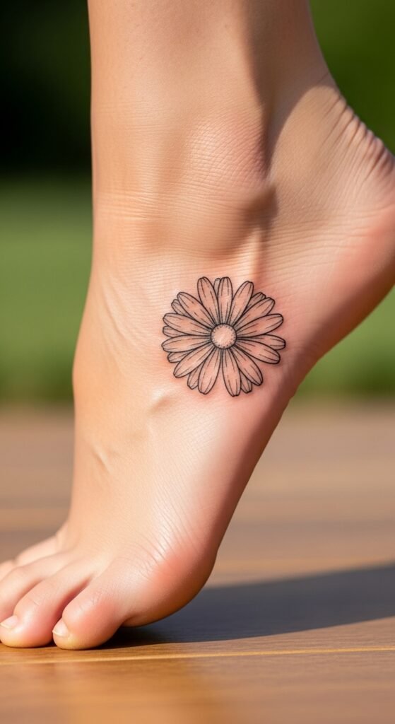 Daisy Outline on the Foot Arch