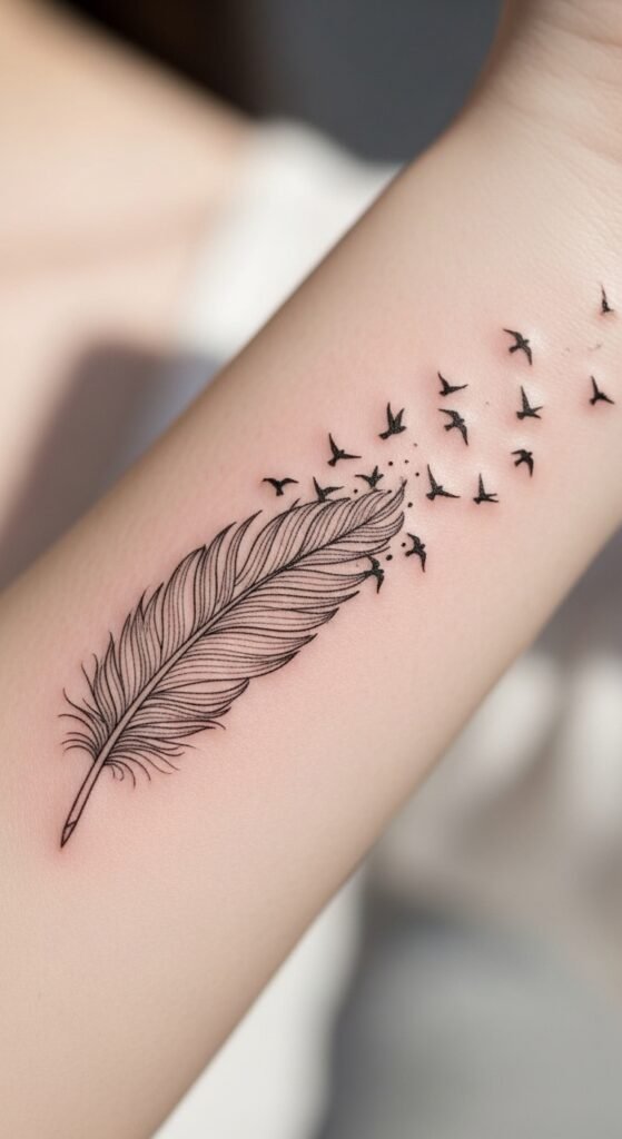 Feather with Birds