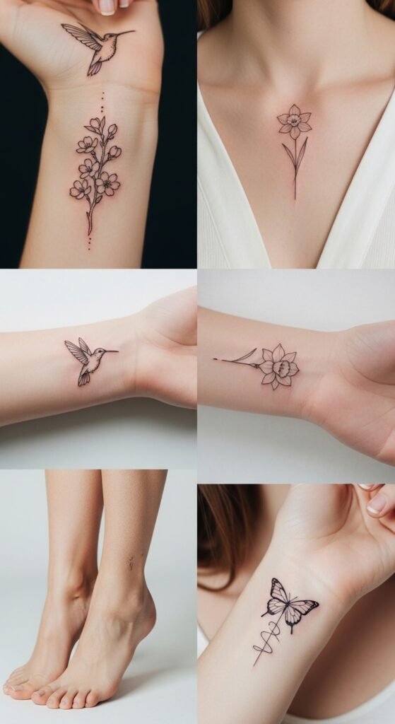 Fine line spring tattoos