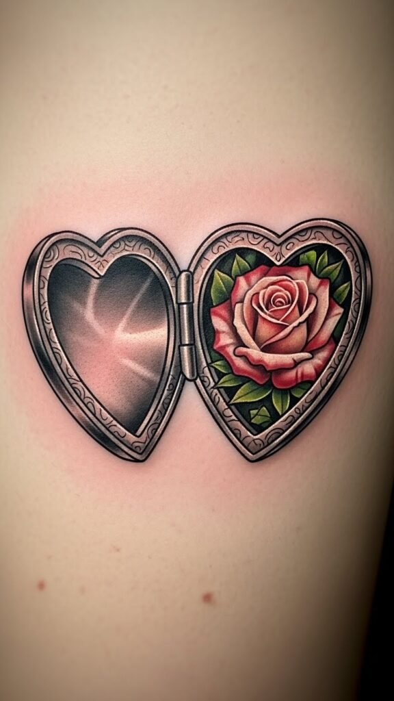 Heart Locket with Rose Inside