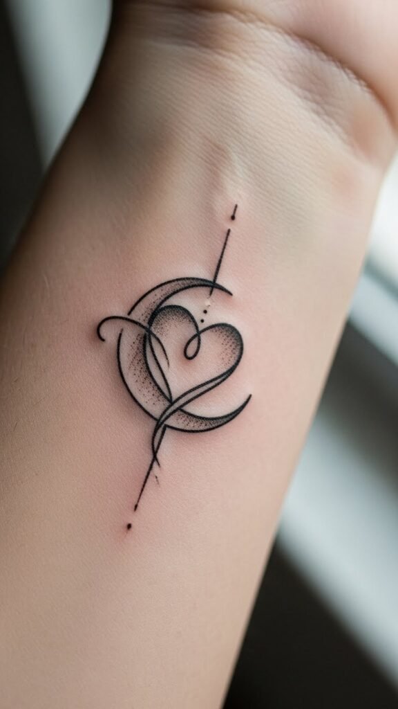 Heart and Moon Tattoo