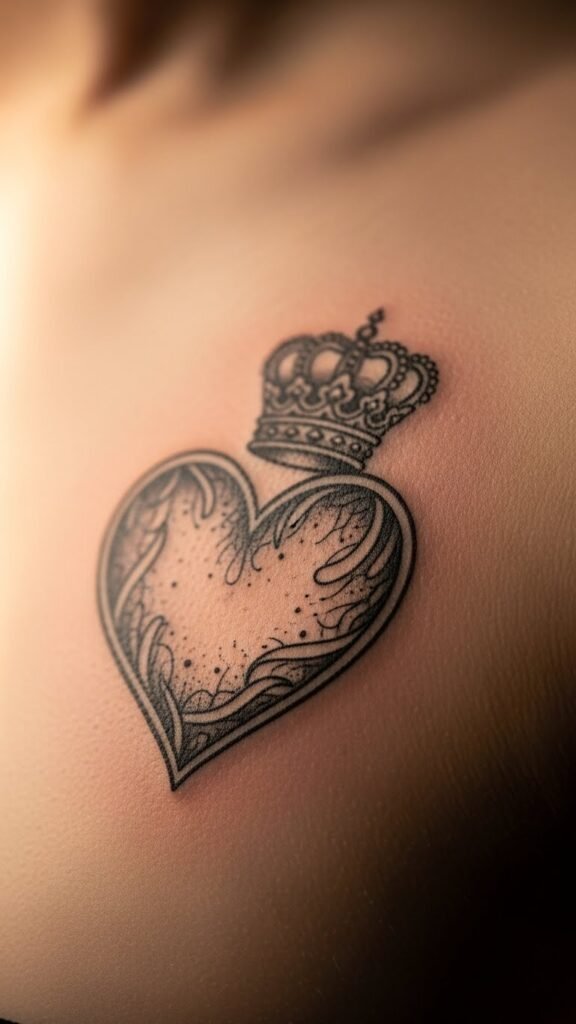 Heart with Crown Tattoo