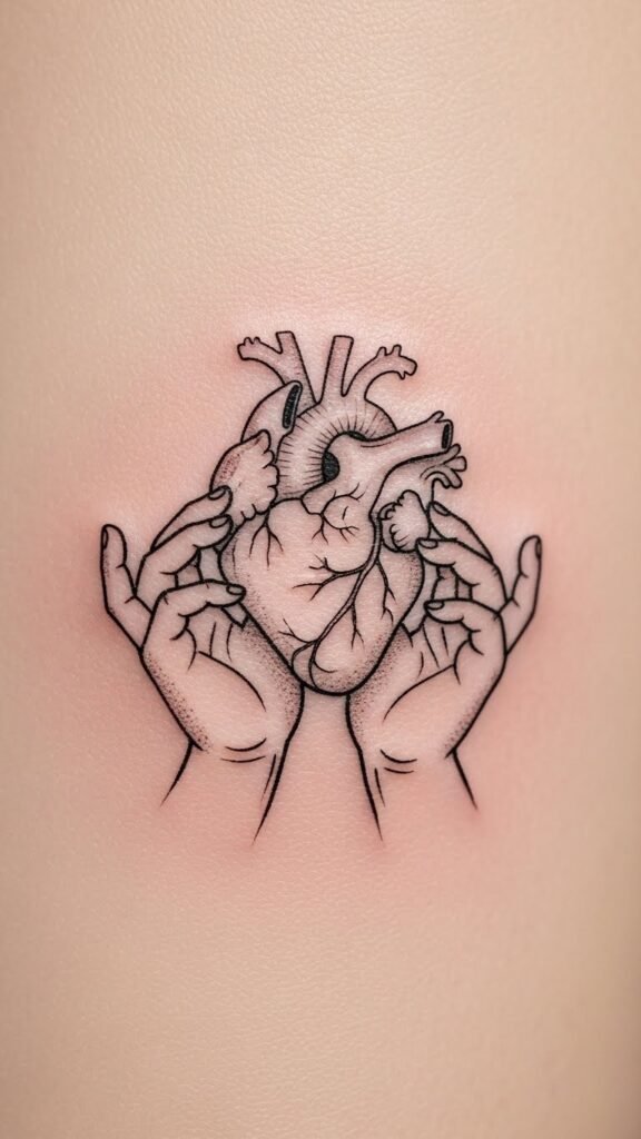 Heart with Hands Tattoo