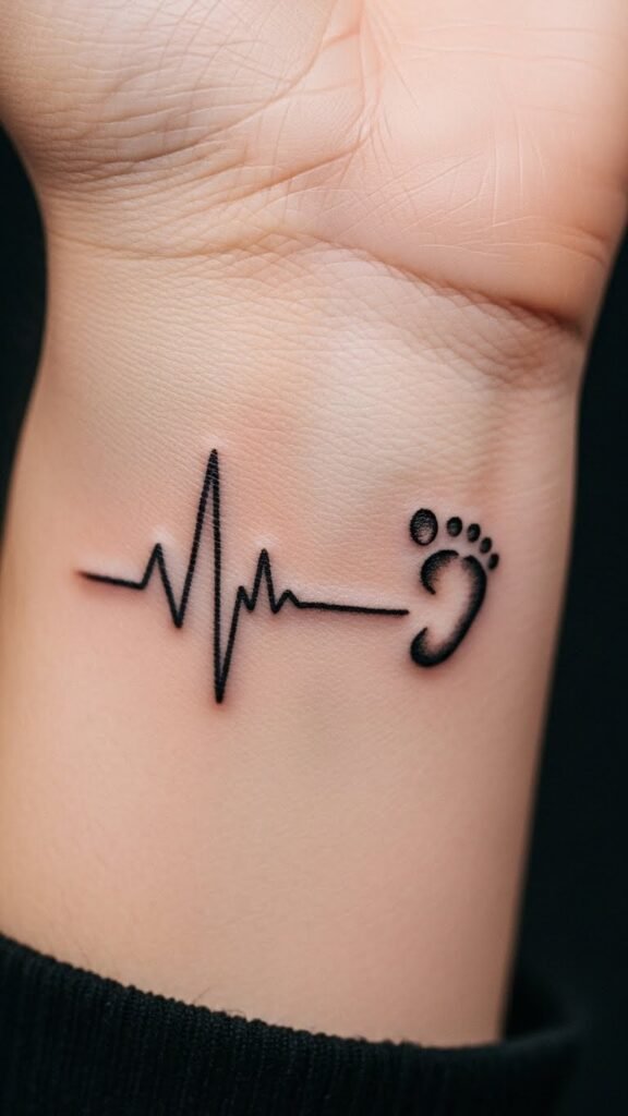 Heartbeat With Baby Footprint