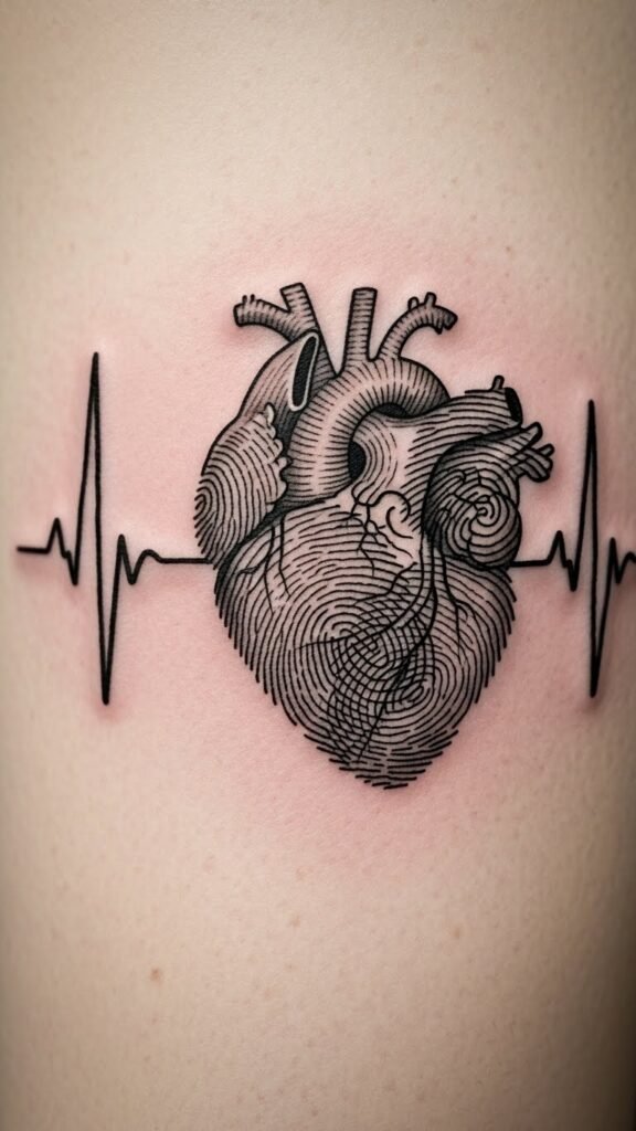 Heartbeat With Fingerprint Heart