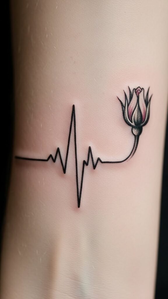 Heartbeat With Flower Bud