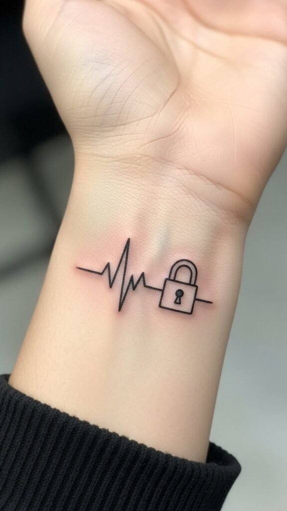 Heartbeat With Lock Symbol