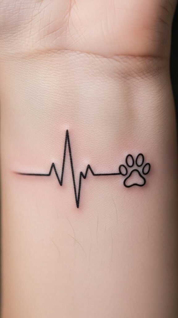 Heartbeat With Paw Print