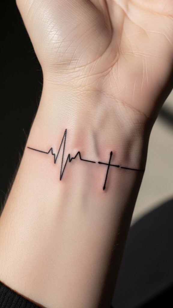 Heartbeat With Small Cross
