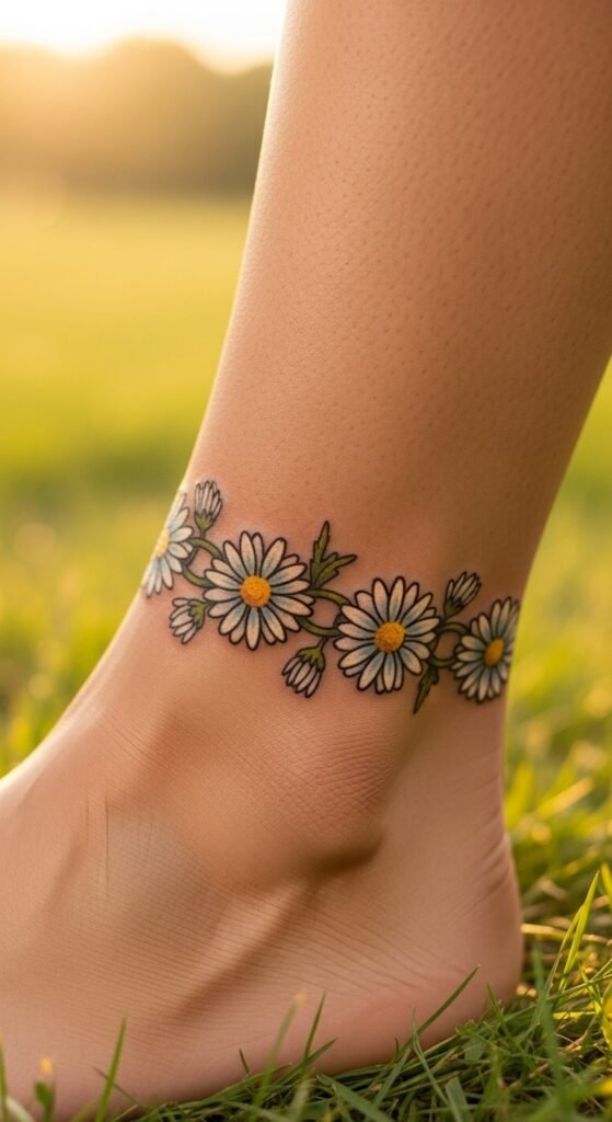 Daisy Outline on the Ankle