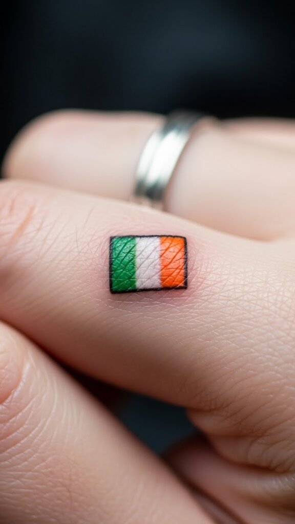 Irish Flag Finger Tattoo