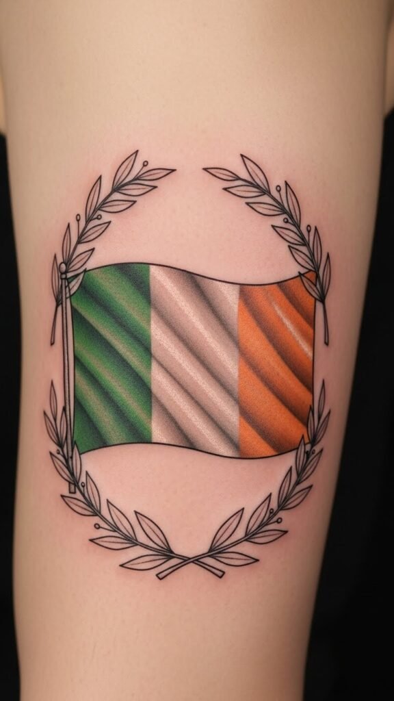 Irish Flag with Laurel Outline