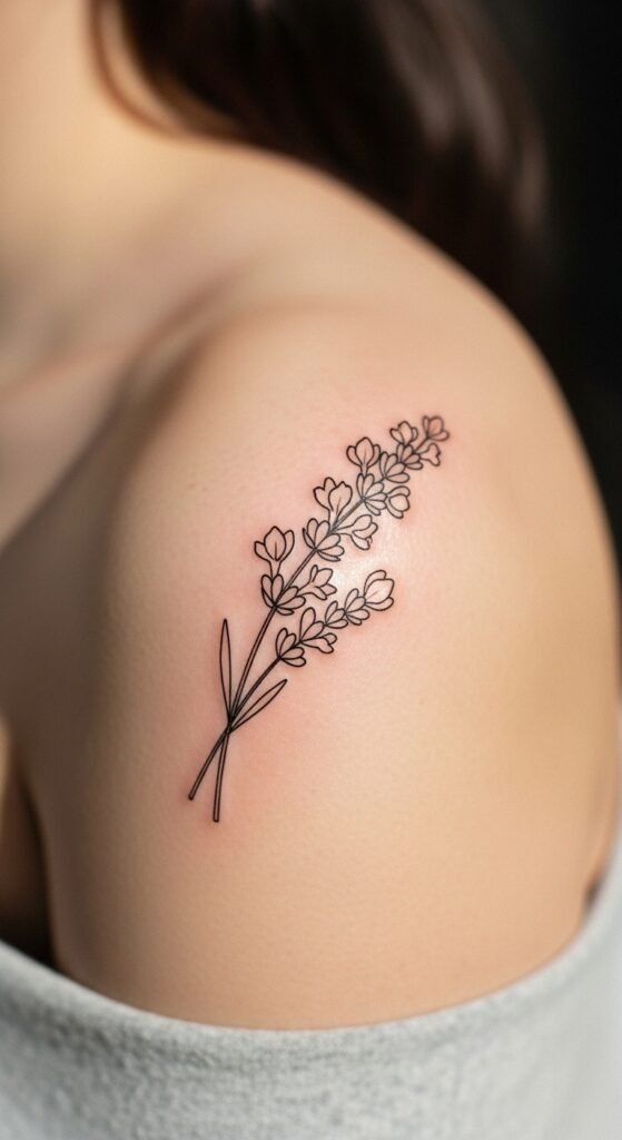 Lavender Outline on the Shoulder
