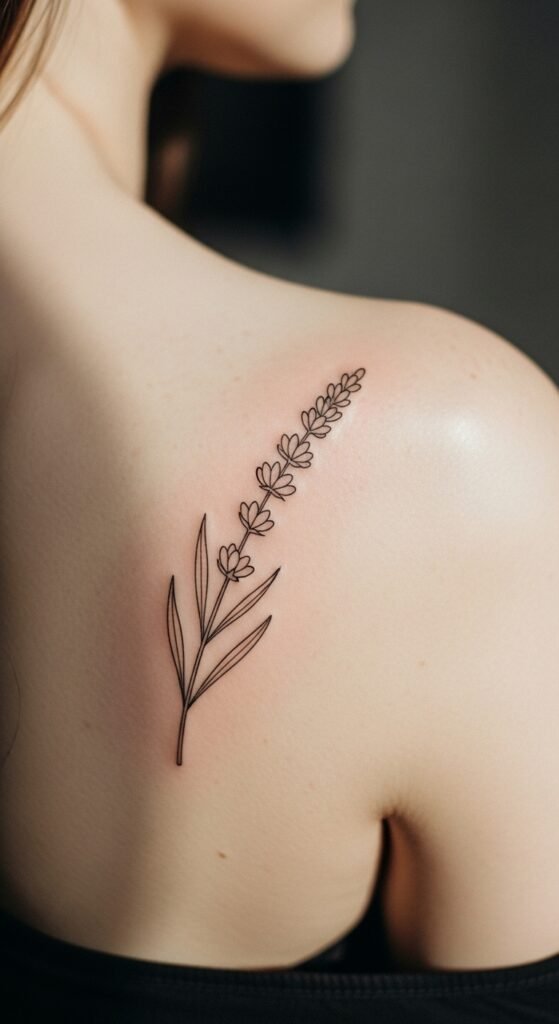 Lavender Outline on the Shoulder Blade
