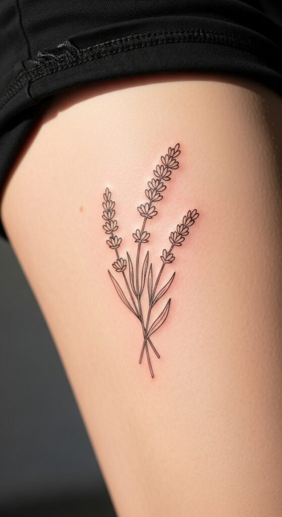 Lavender Outline on the Upper Thigh