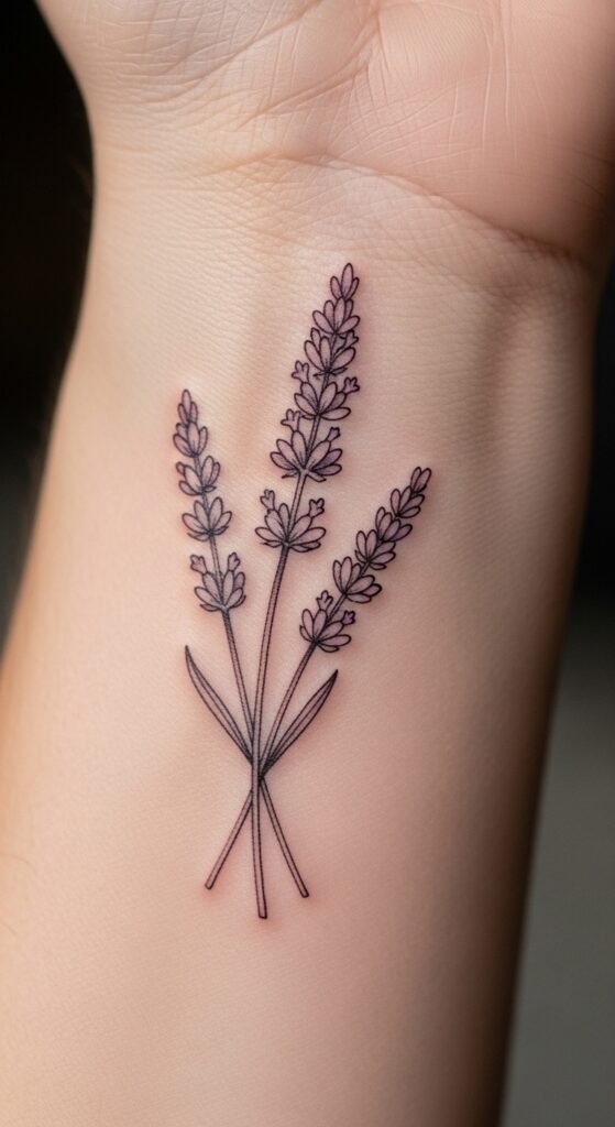 Lavender Sprig on the Inner Wrist