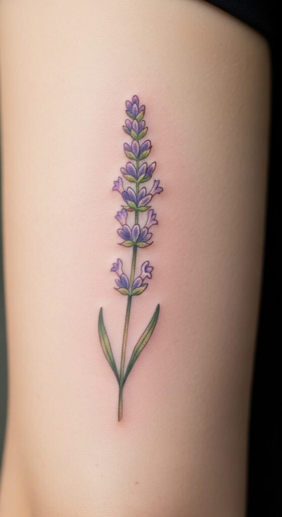 Lavender Tattoo Behind the Arm