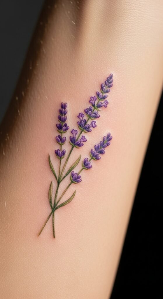 Lavender Tattoo Inside the Arm