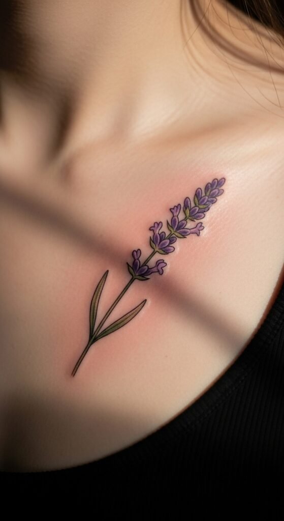 Lavender Tattoo Near the Heart