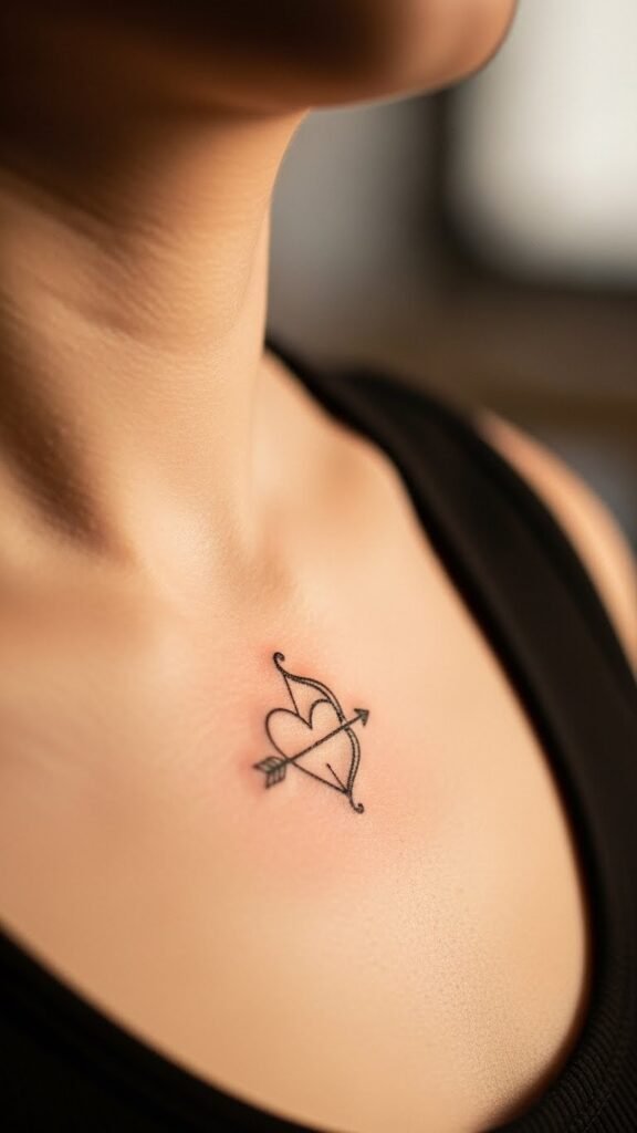 Micro Cupid Heart on Collarbone